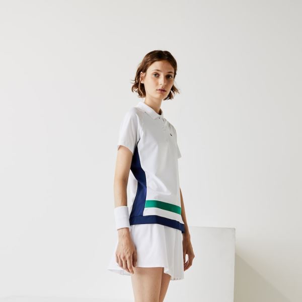 Lacoste SPORT Breathable Stretch Tennis Polo Shirt Dámské - Polo Bílé / Blankyt / Zelene / Černé | C